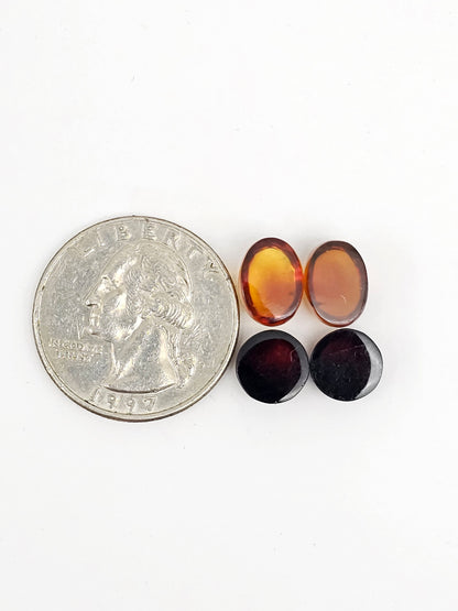 Red Amber Authentic Cabochon Pairs