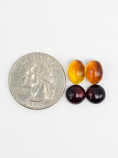 Red Amber Authentic Cabochon Pairs