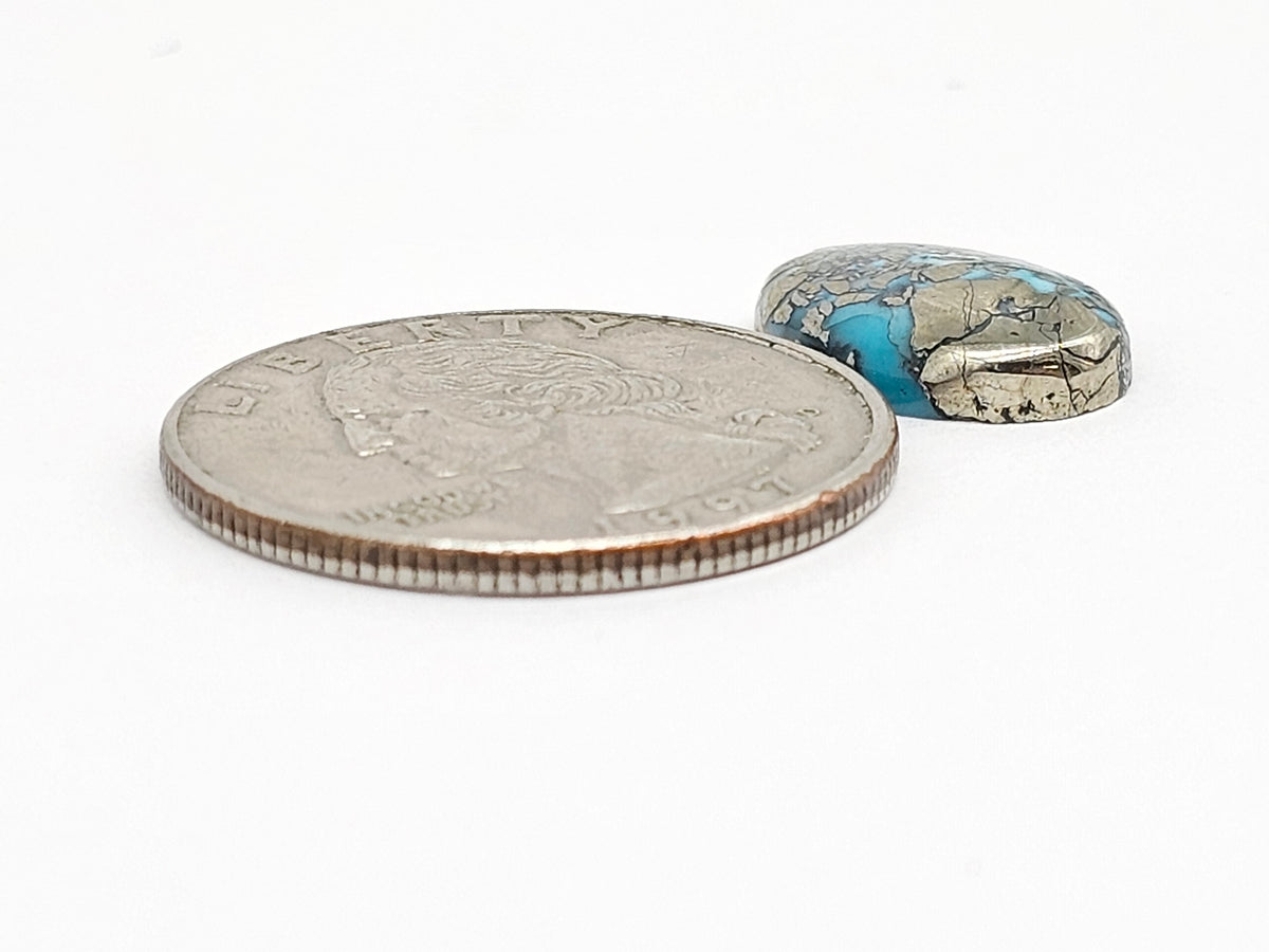 Mexican Turquoise Cabochon with Pyrite | Artisan Cut Gemstone