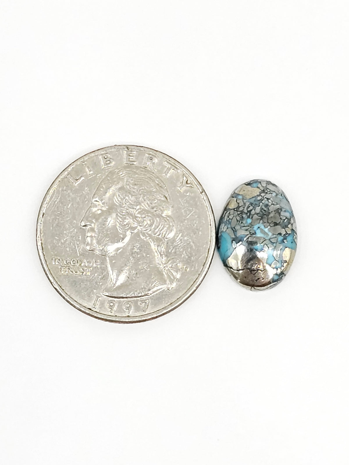 Mexican Turquoise Cabochon with Pyrite | Artisan Cut Gemstone
