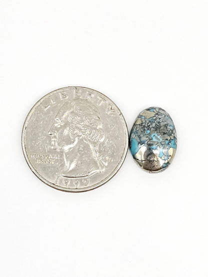 Mexican Turquoise Cabochon with Pyrite | Artisan Cut Gemstone