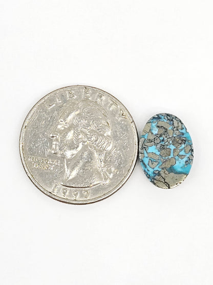 Mexican Turquoise Cabochon with Pyrite | Artisan Cut Gemstone