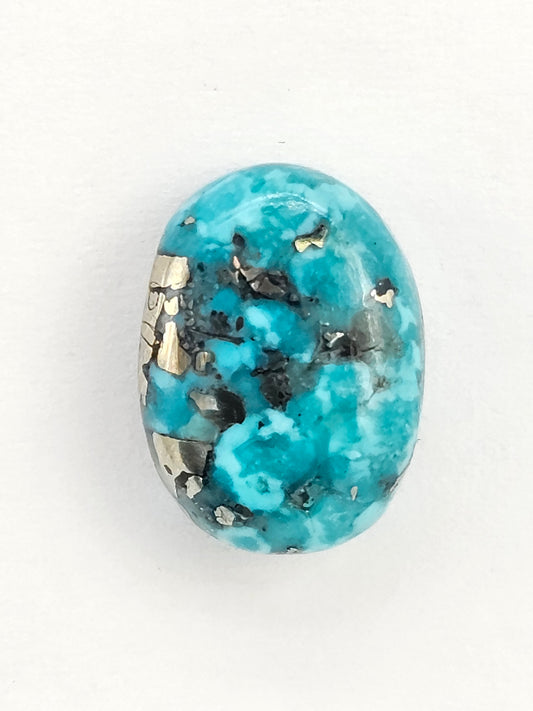 Mexican Turquoise Cabochon with Pyrite | Artisan Cut Gemstone