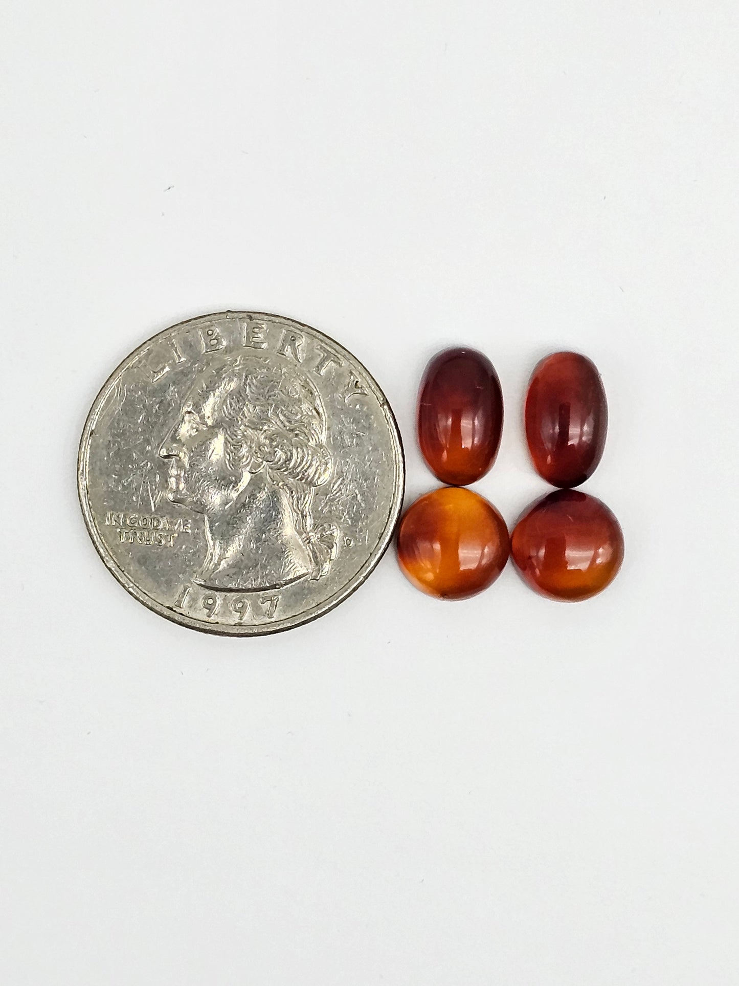 Red Amber Authentic Cabochon Pairs