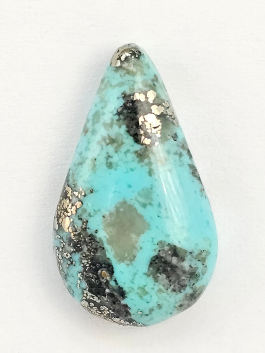 Mexican Turquoise Cabochon with Pyrite | Artisan Cut Gemstone