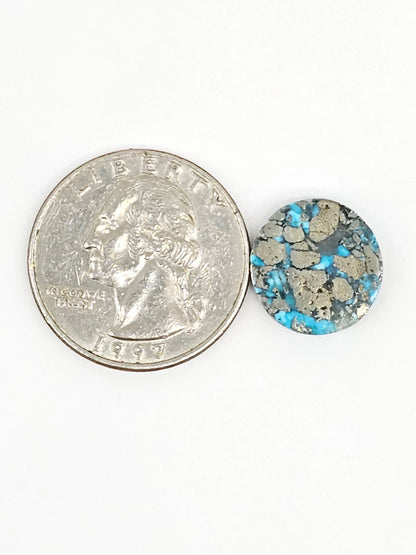 Mexican Turquoise Cabochon with Pyrite | Artisan Cut Gemstone