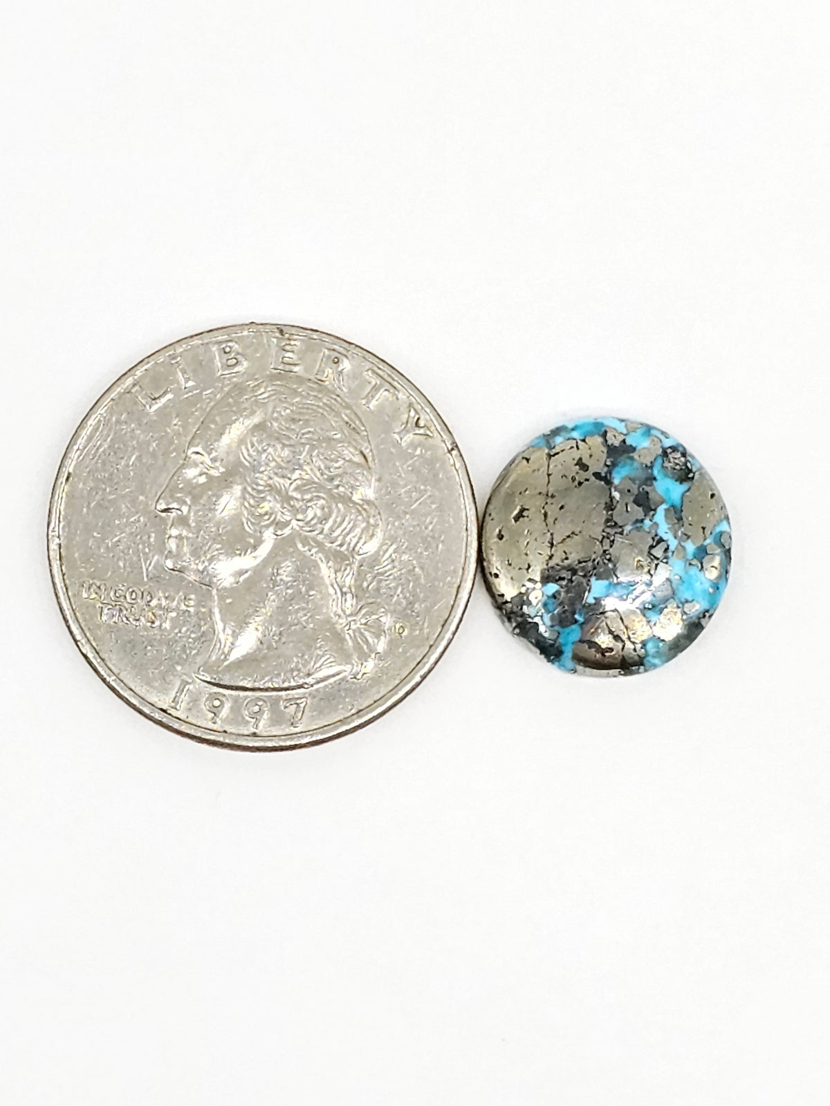 Mexican Turquoise Cabochon with Pyrite | Artisan Cut Gemstone