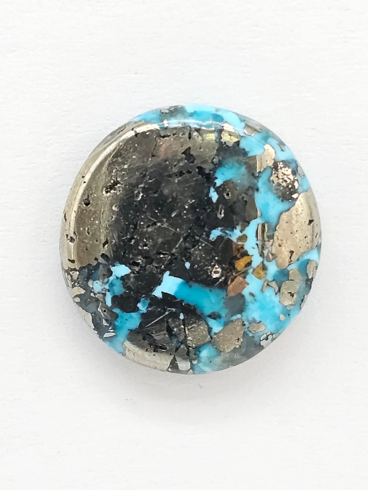 Mexican Turquoise Cabochon with Pyrite | Artisan Cut Gemstone