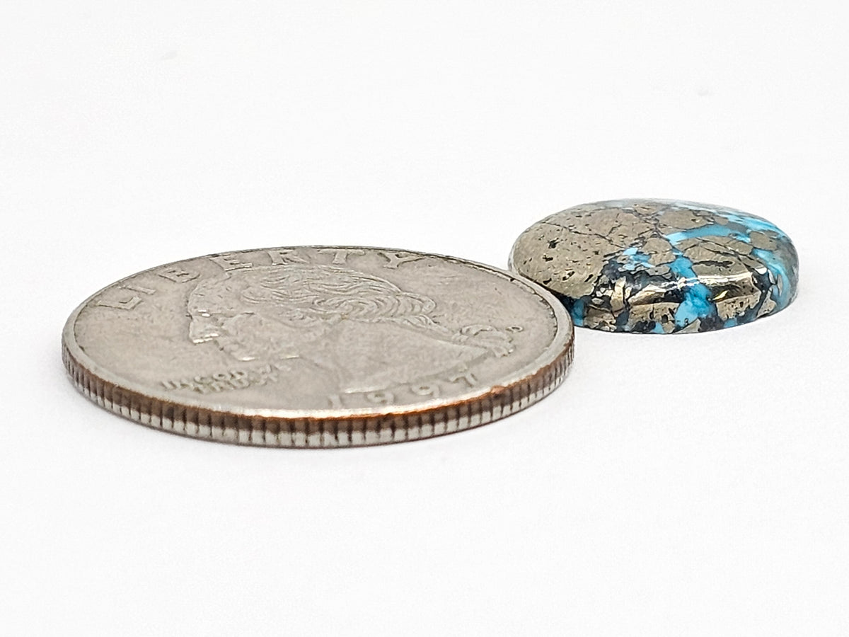 Mexican Turquoise Cabochon with Pyrite | Artisan Cut Gemstone