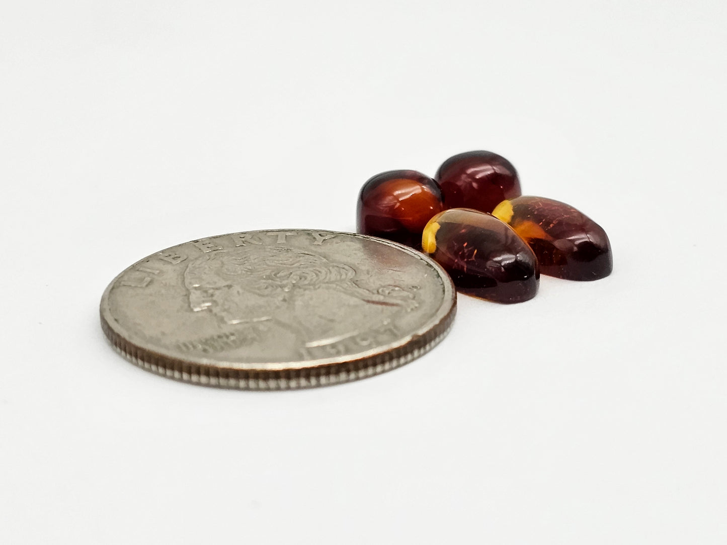 Red Amber Authentic Cabochon Pairs
