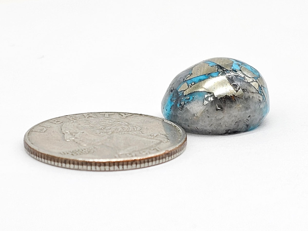 Mexican Turquoise Cabochon with Pyrite | Artisan Cut Gemstone