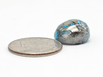 Mexican Turquoise Cabochon with Pyrite | Artisan Cut Gemstone