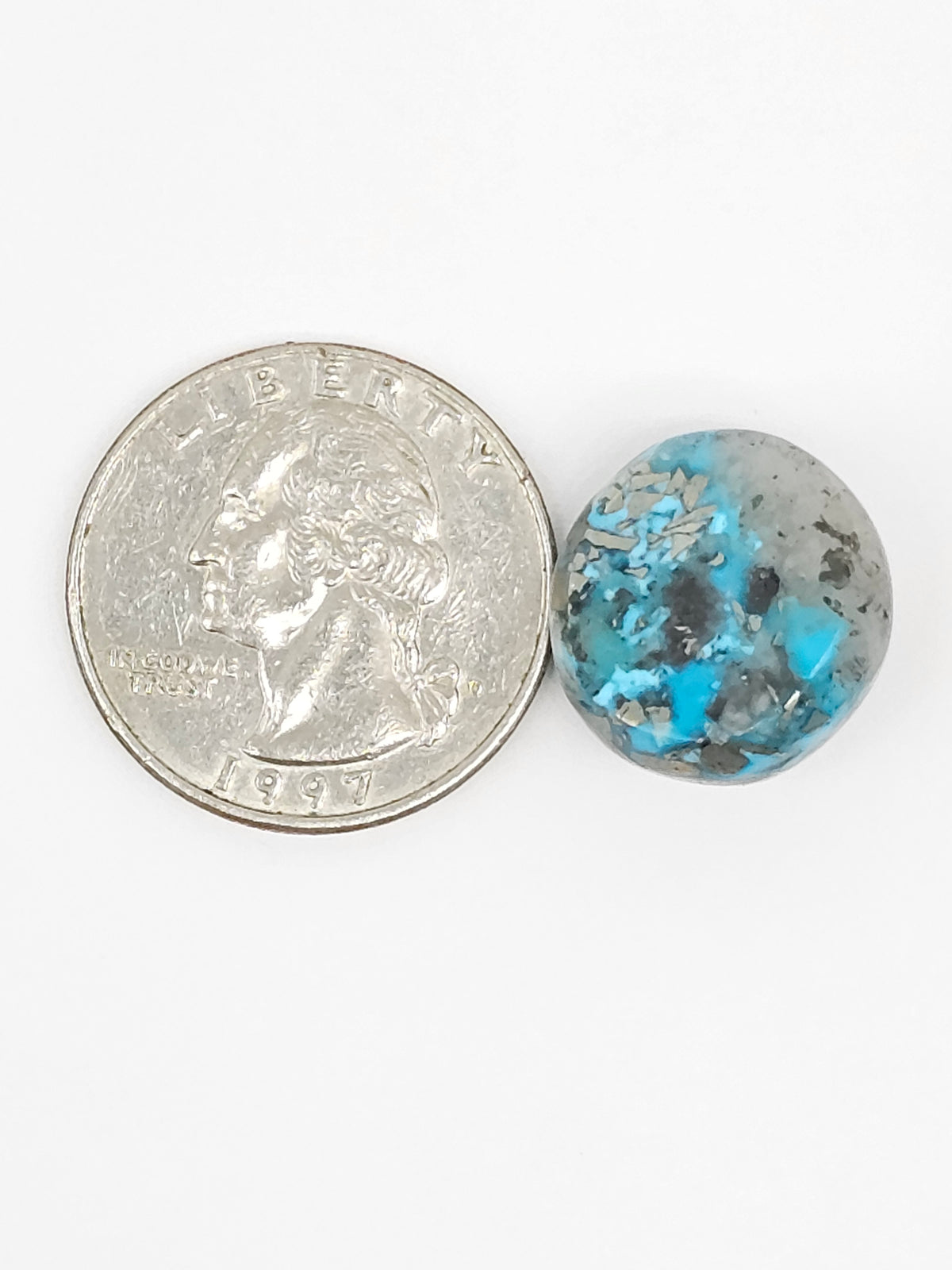 Mexican Turquoise Cabochon with Pyrite | Artisan Cut Gemstone