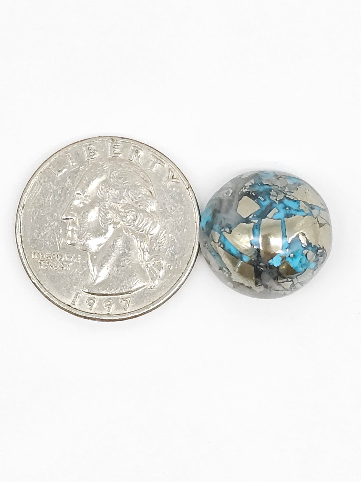 Mexican Turquoise Cabochon with Pyrite | Artisan Cut Gemstone