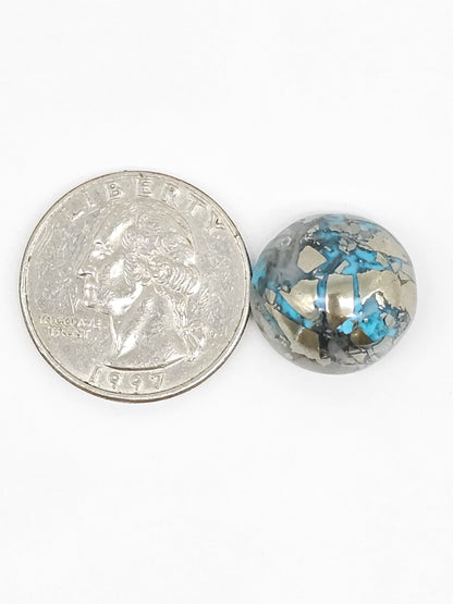 Mexican Turquoise Cabochon with Pyrite | Artisan Cut Gemstone