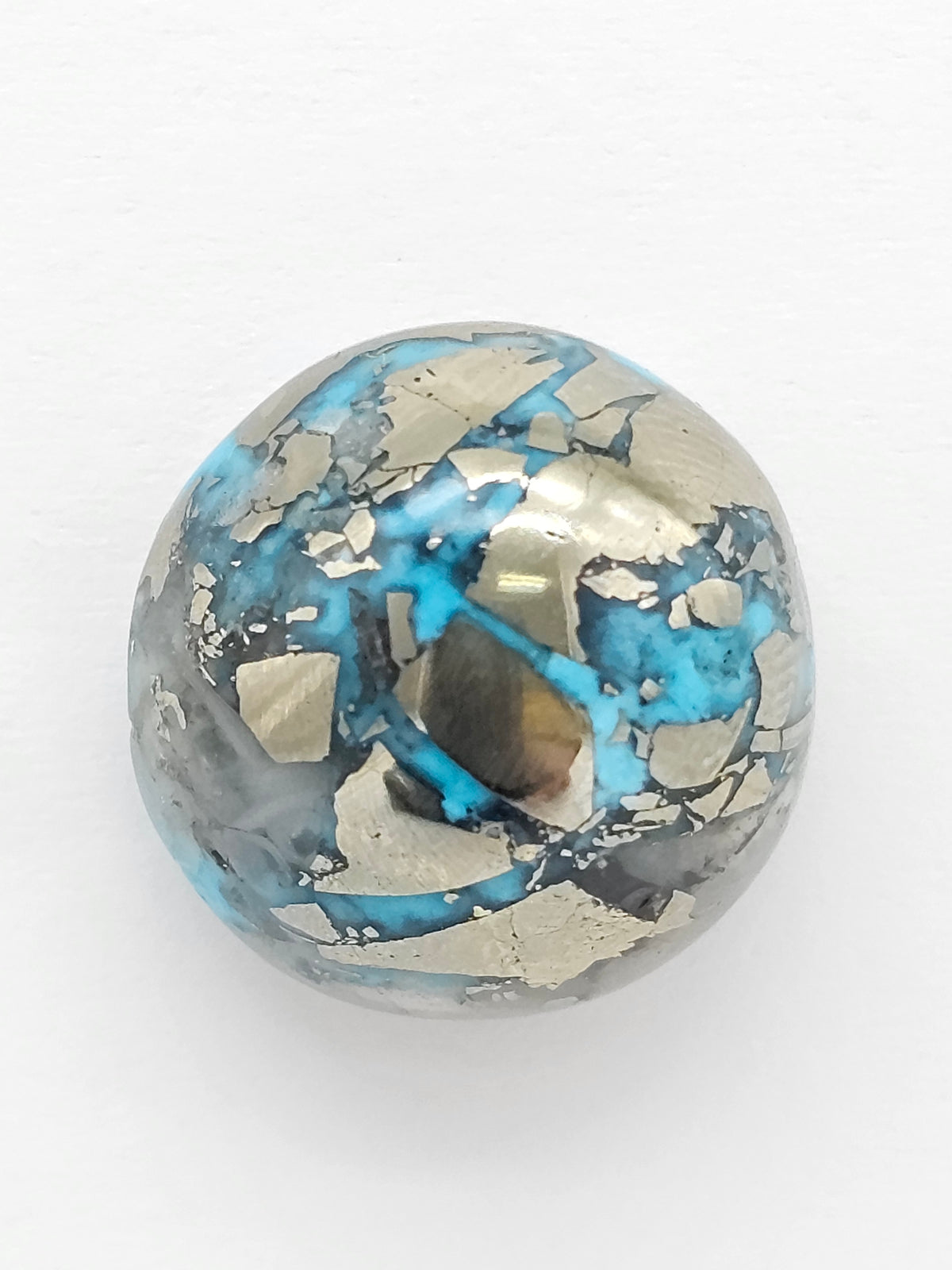 Mexican Turquoise Cabochon with Pyrite | Artisan Cut Gemstone
