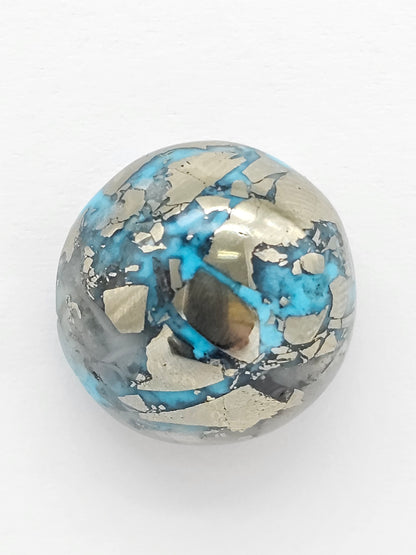 Mexican Turquoise Cabochon with Pyrite | Artisan Cut Gemstone