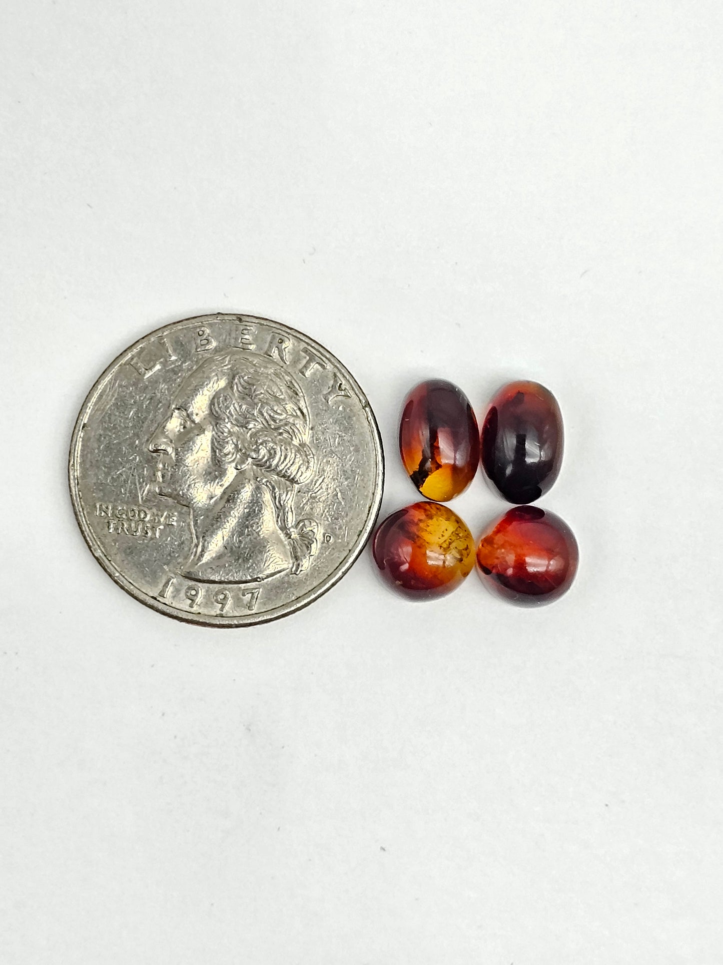 Red Amber Authentic Cabochon Pairs