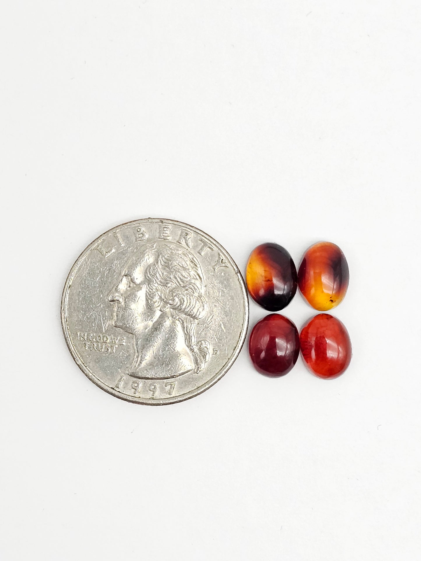 Red Amber Authentic Cabochon Pairs