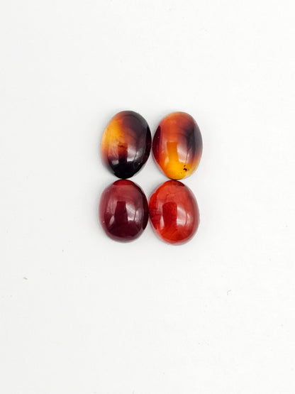 Red Amber Authentic Cabochon Pairs