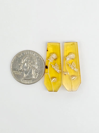 Amber Intaglio Cabochon Pair | Hand-Carved Natural Amber