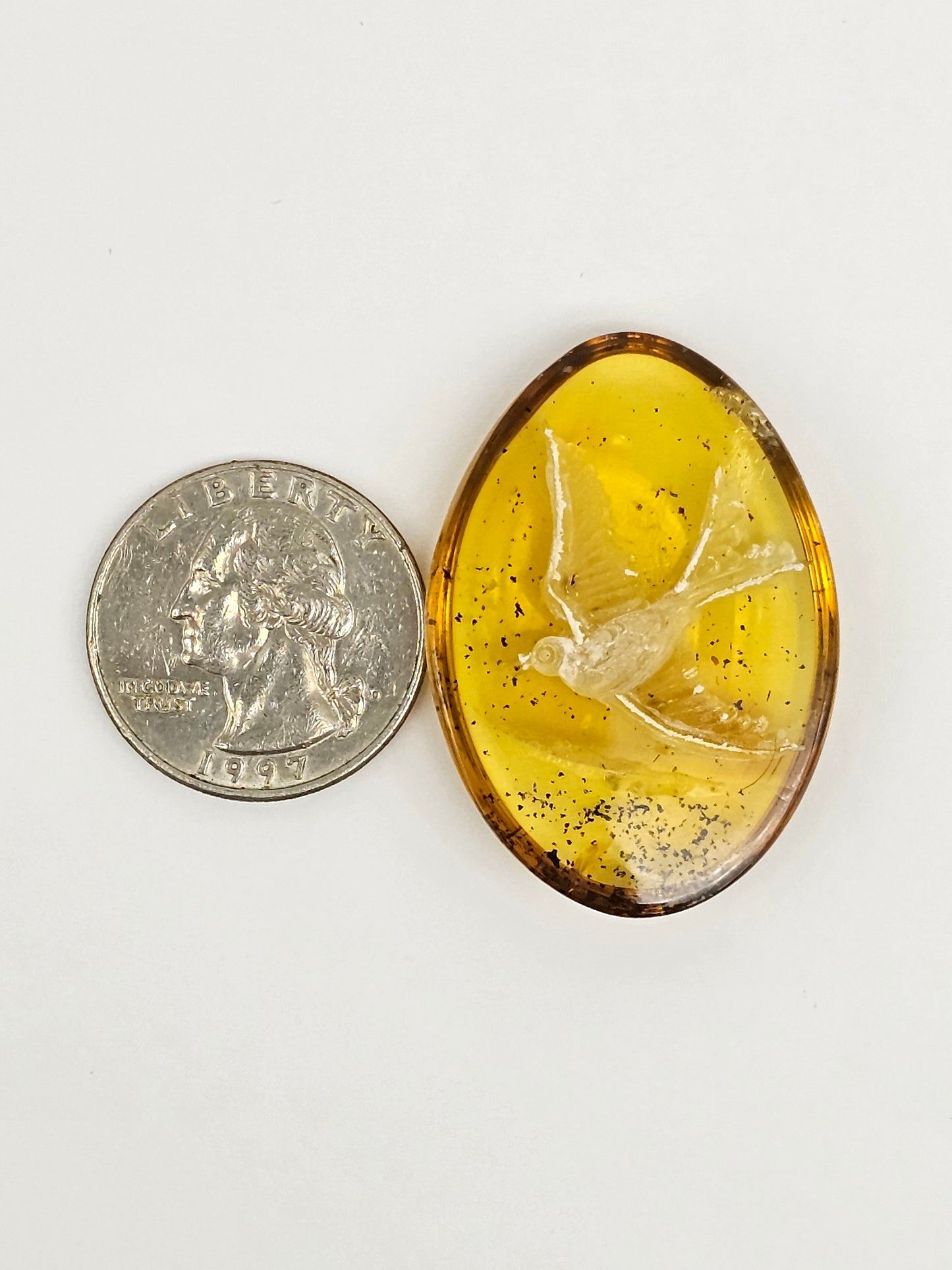 Amber Intaglio Cabochon | Hand-Carved Natural Amber