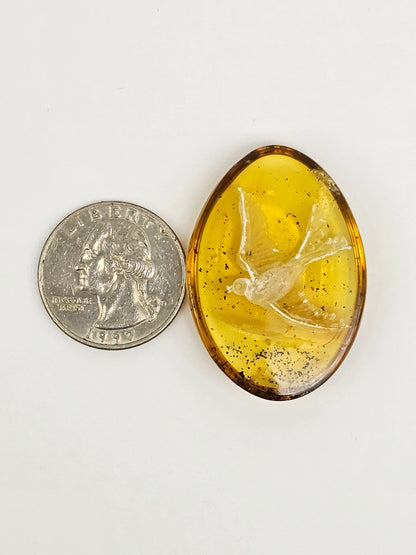 Amber Intaglio Cabochon | Hand-Carved Natural Amber