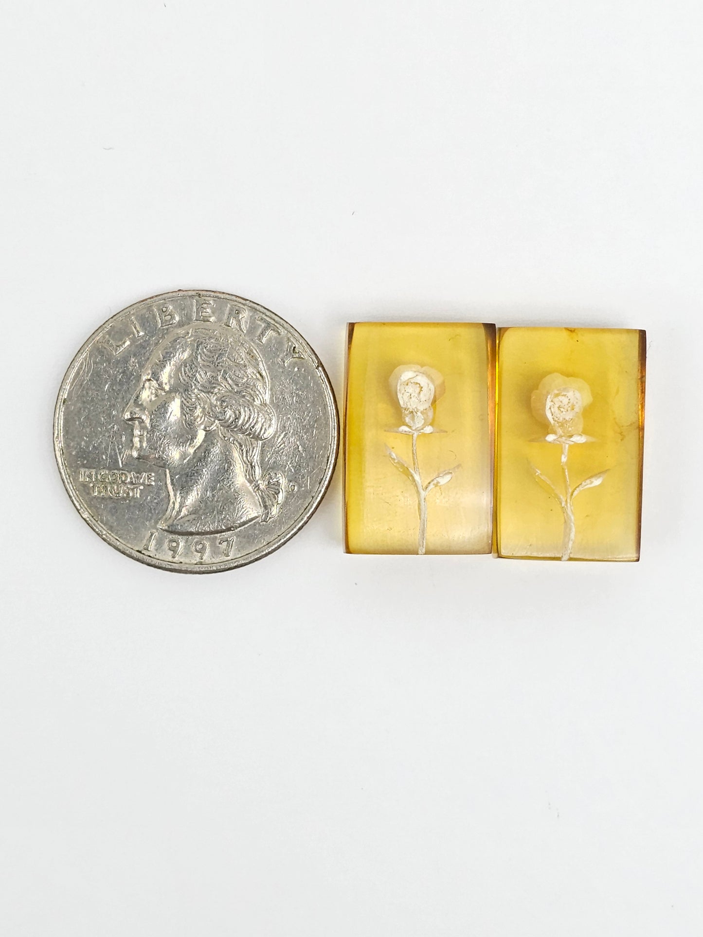 Amber Intaglio Cabochon Pair | Hand-Carved Natural Amber