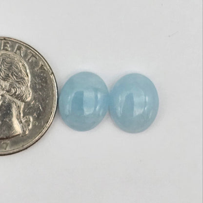 Aquamarine Silica Cabochon pair