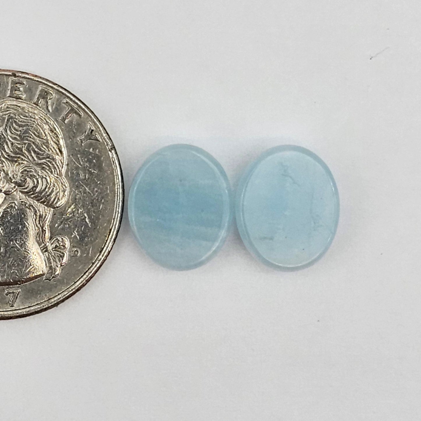 Aquamarine Silica Cabochon pair