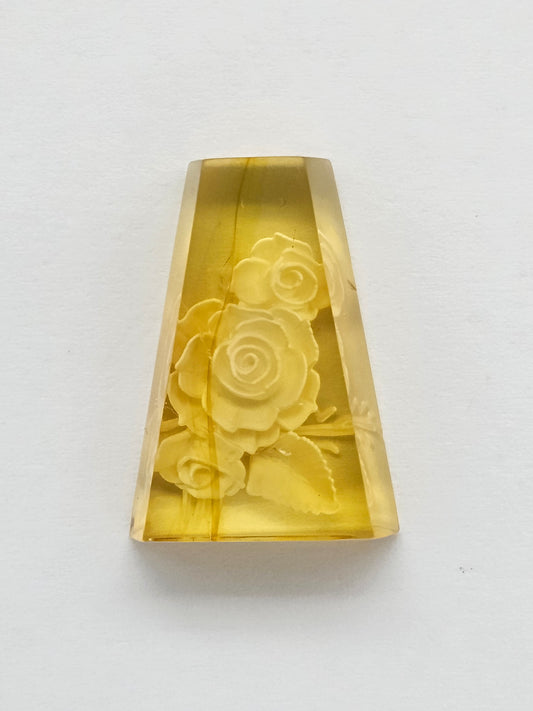 Amber Intaglio Cabochon | Hand-Carved Natural Amber