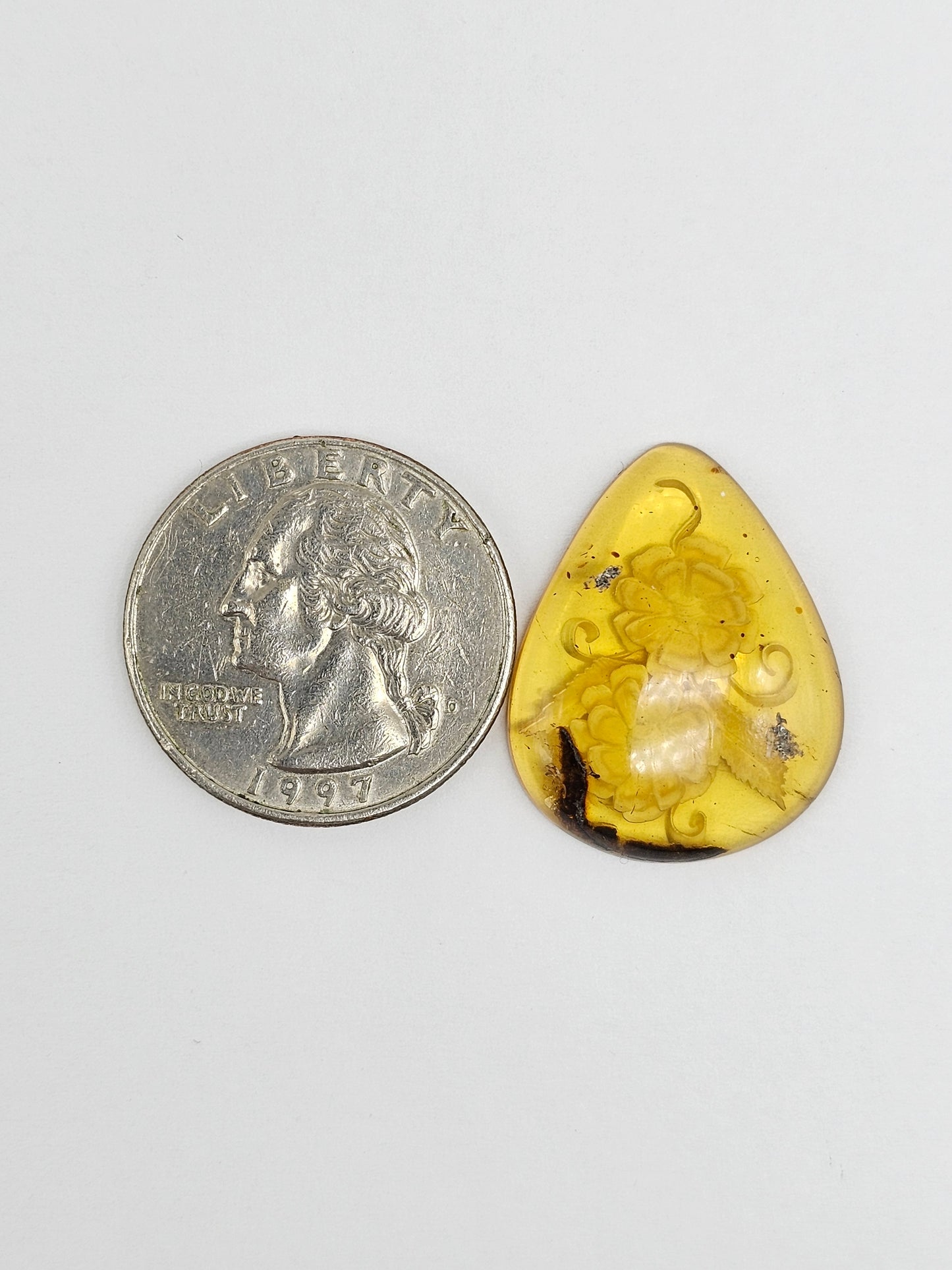 Amber Intaglio Cabochon | Hand-Carved Natural Amber