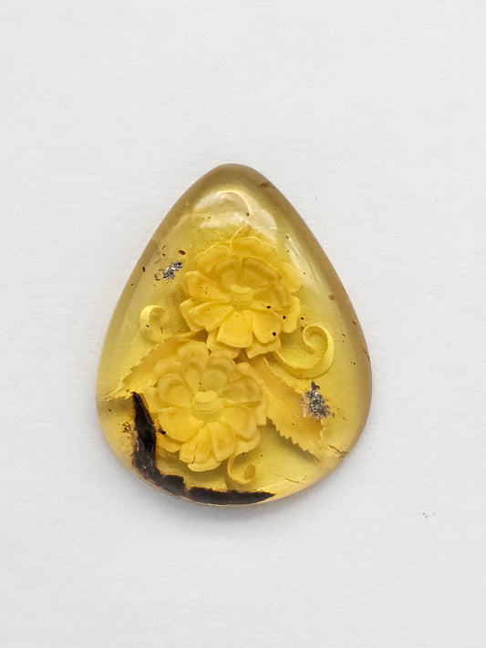 Amber Intaglio Cabochon | Hand-Carved Natural Amber