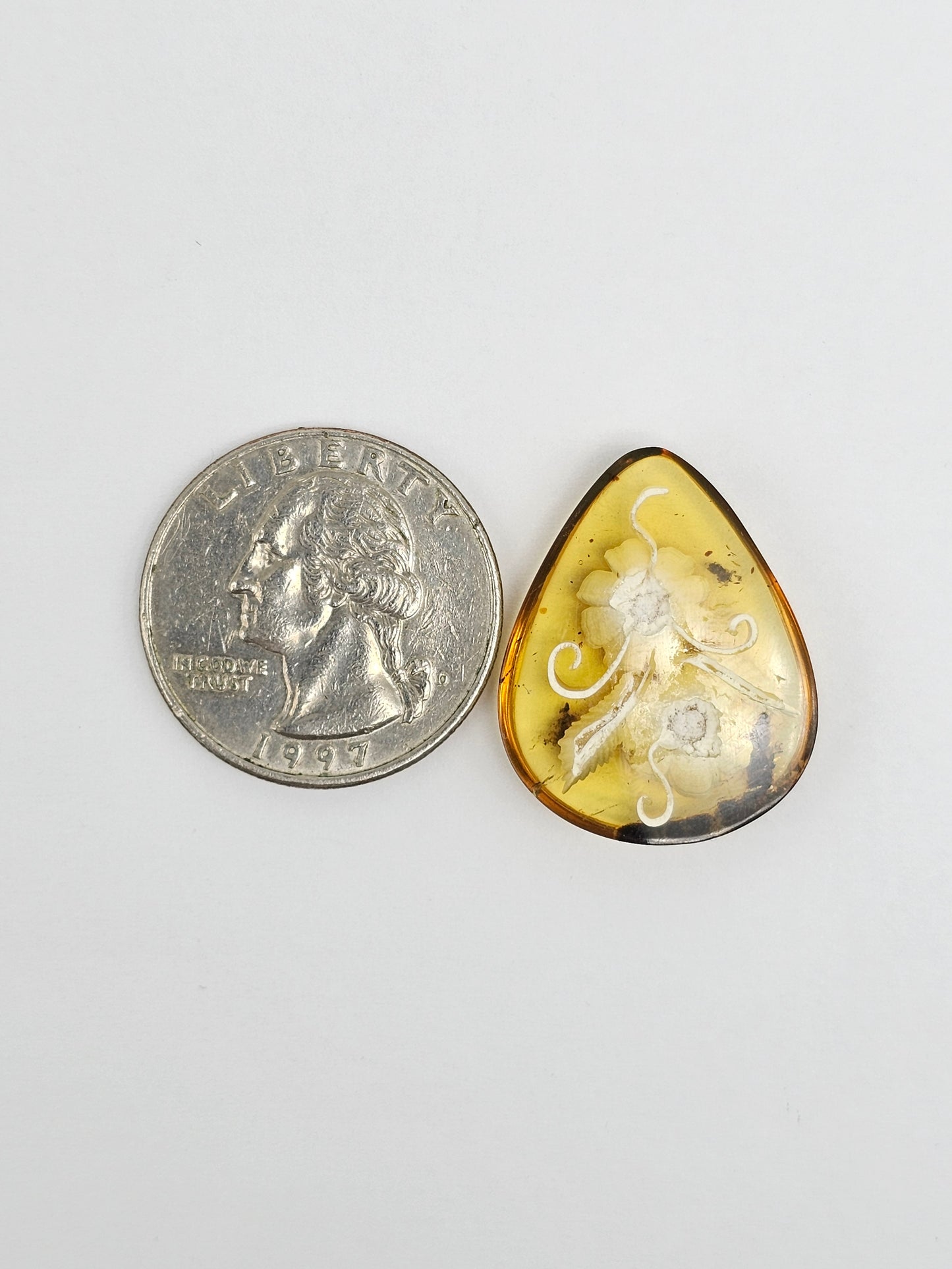 Amber Intaglio Cabochon | Hand-Carved Natural Amber