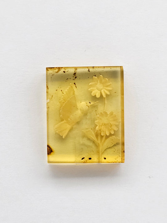Amber Intaglio Cabochon | Hand-Carved Natural Amber