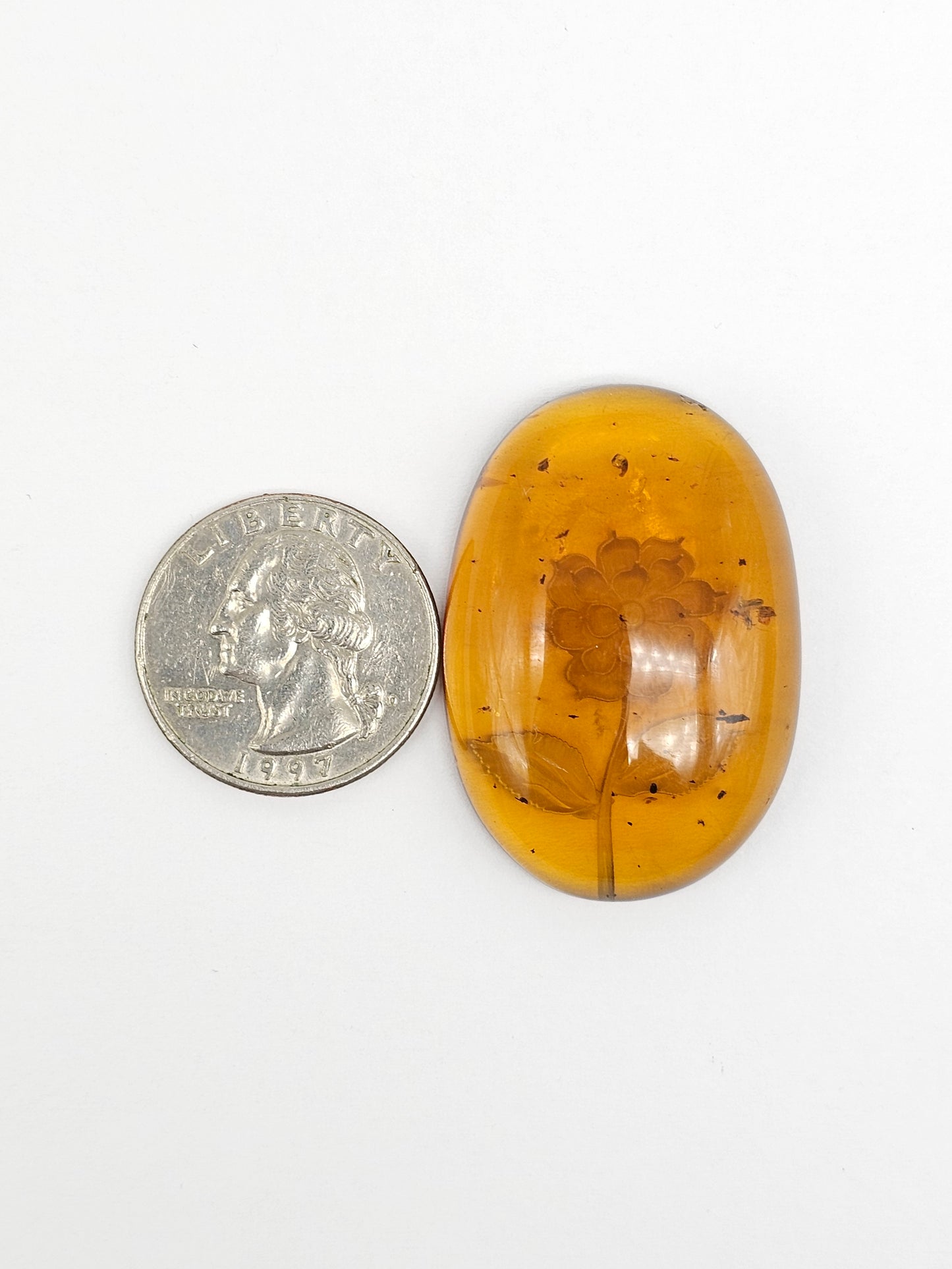 Amber Intaglio Cabochon | Hand-Carved Natural Amber