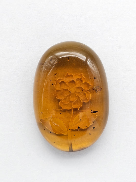 Amber Intaglio Cabochon | Hand-Carved Natural Amber