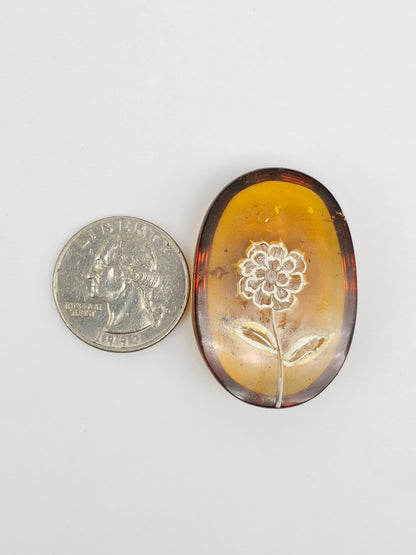 Amber Intaglio Cabochon | Hand-Carved Natural Amber