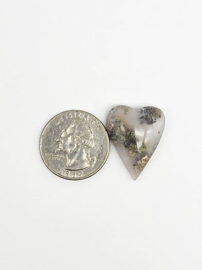 Moss agate heart cabochon