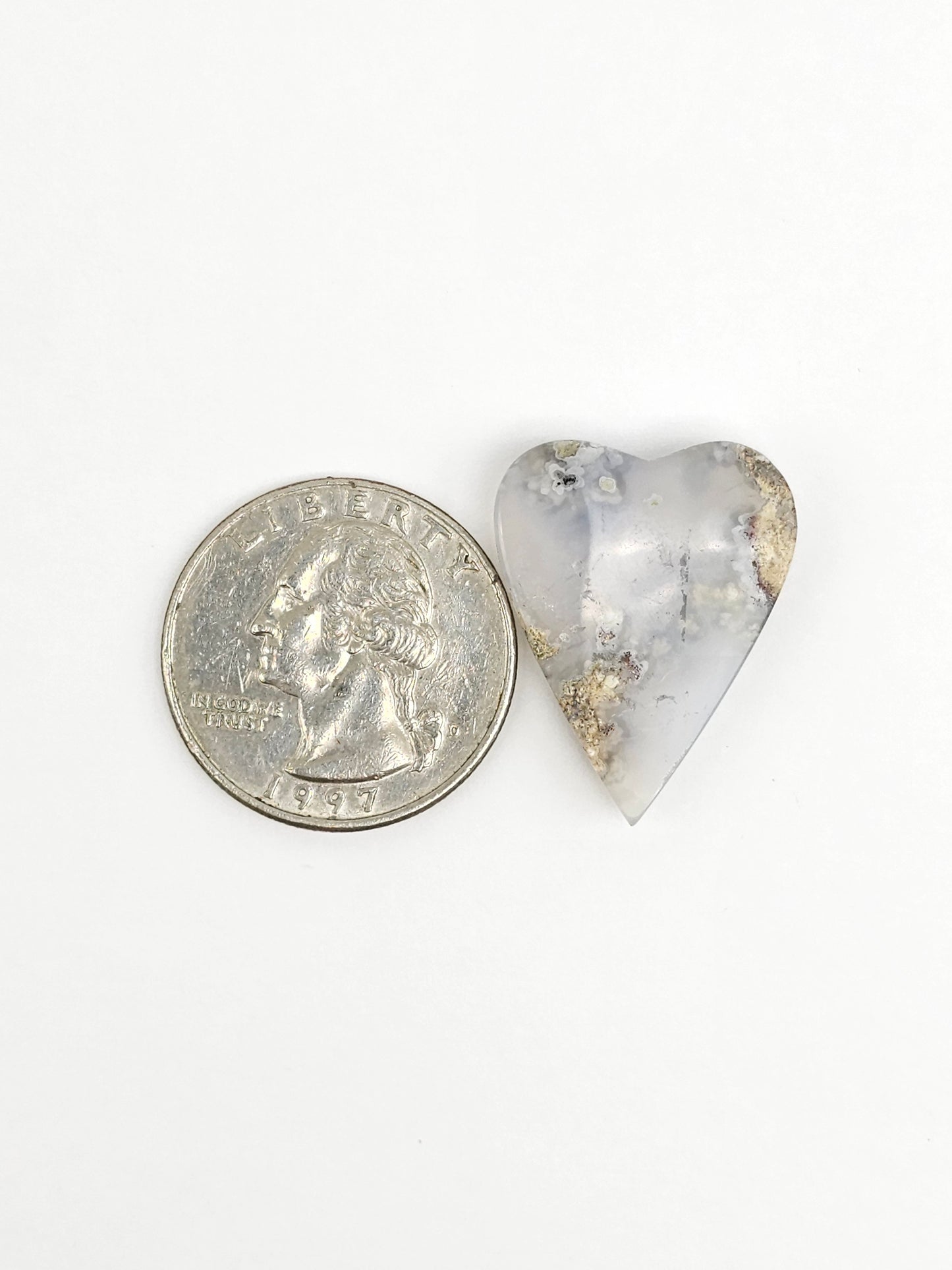 Moss agate heart cabochon