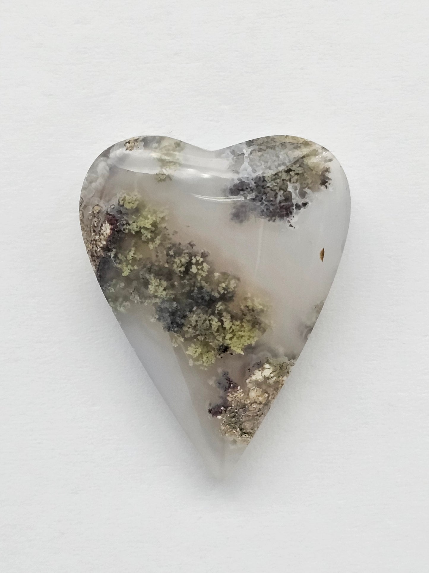 Moss agate heart cabochon