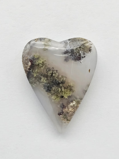 Moss agate heart cabochon