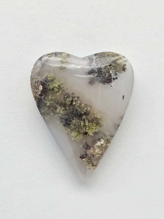 Moss agate heart cabochon