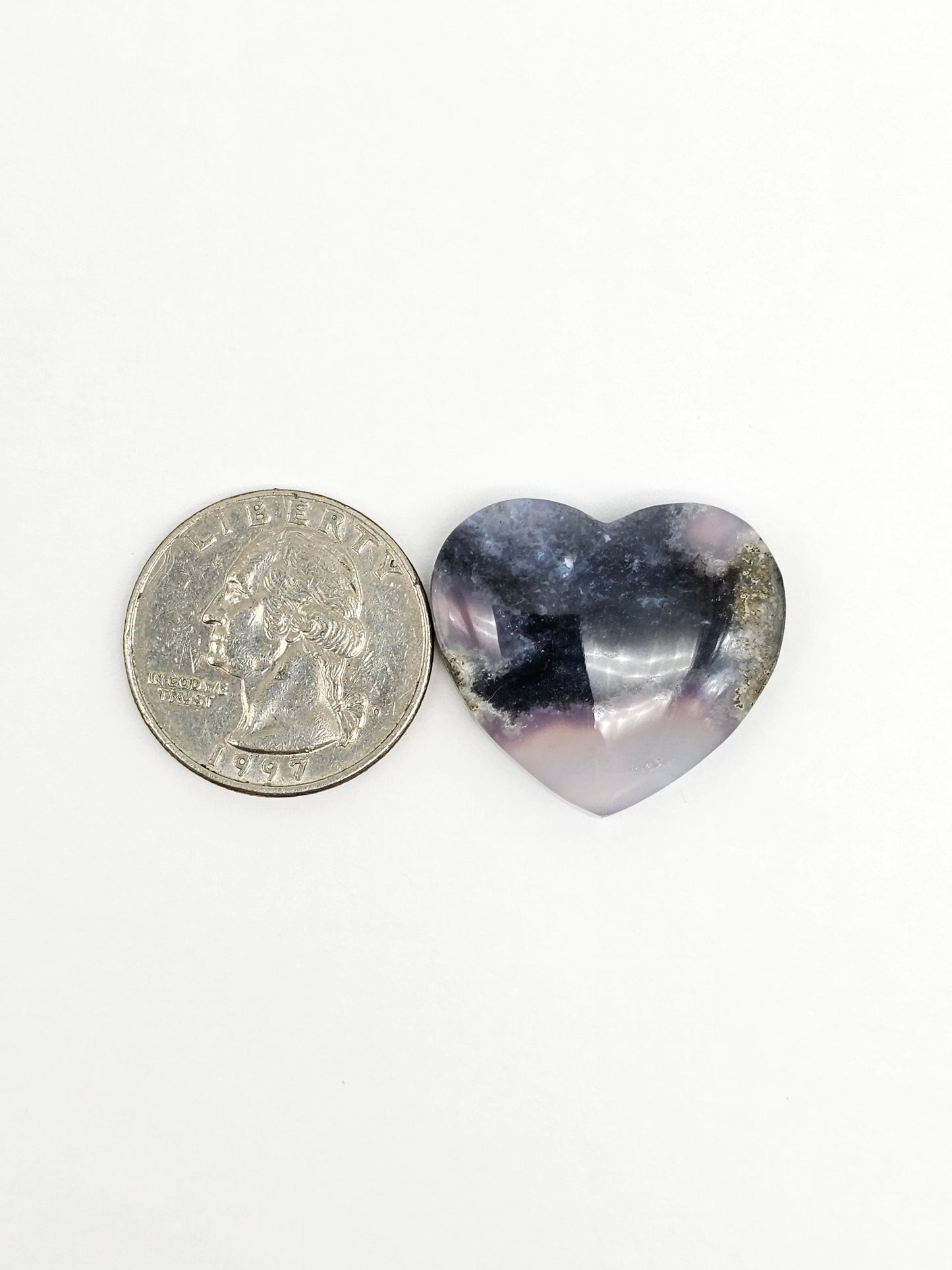 Moss agate heart cabochon