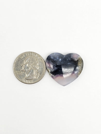 Moss agate heart cabochon