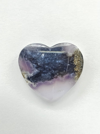 Moss agate heart cabochon