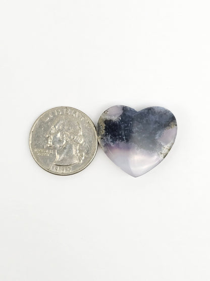 Moss agate heart cabochon