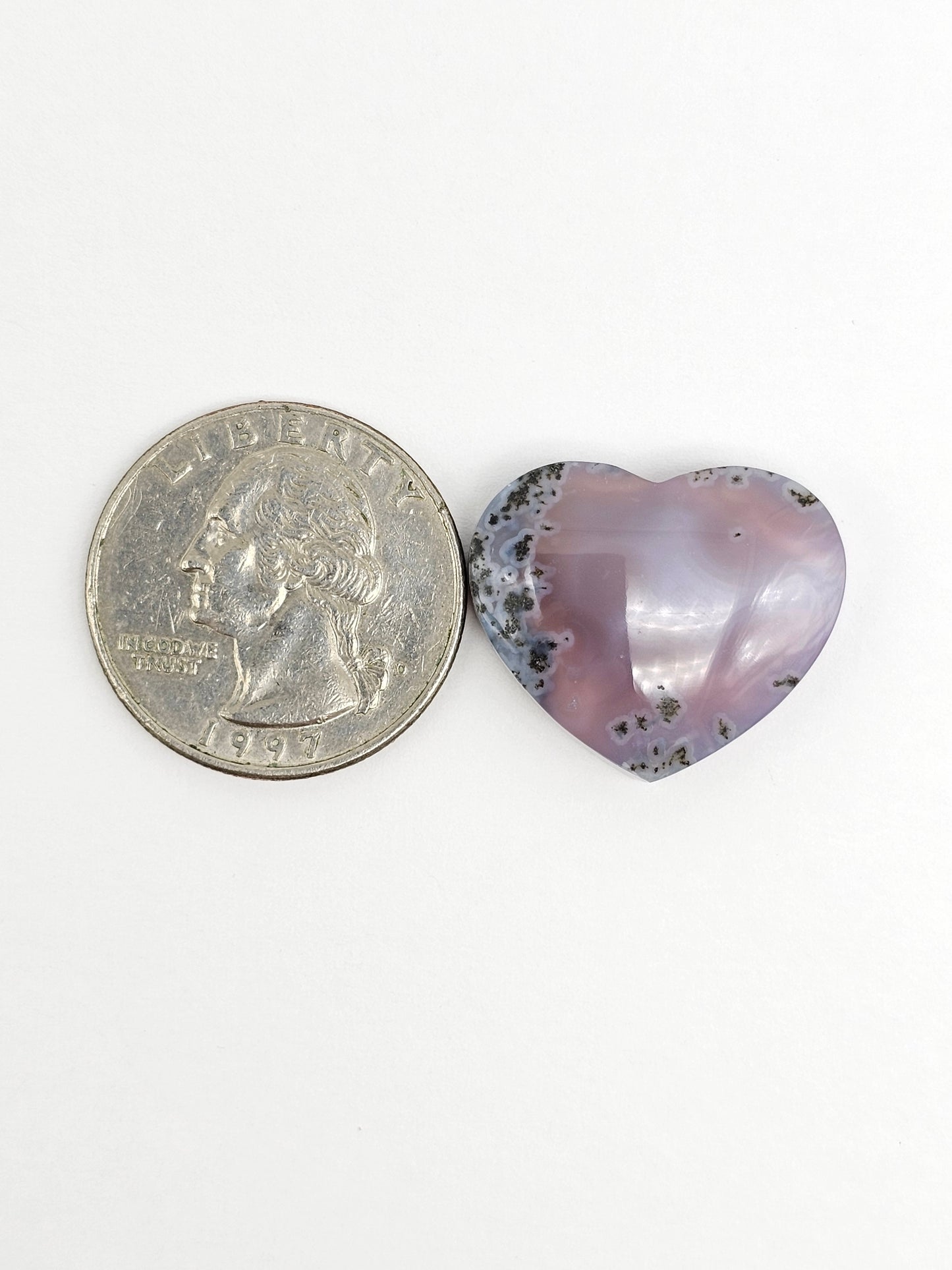 Moss agate heart cabochon