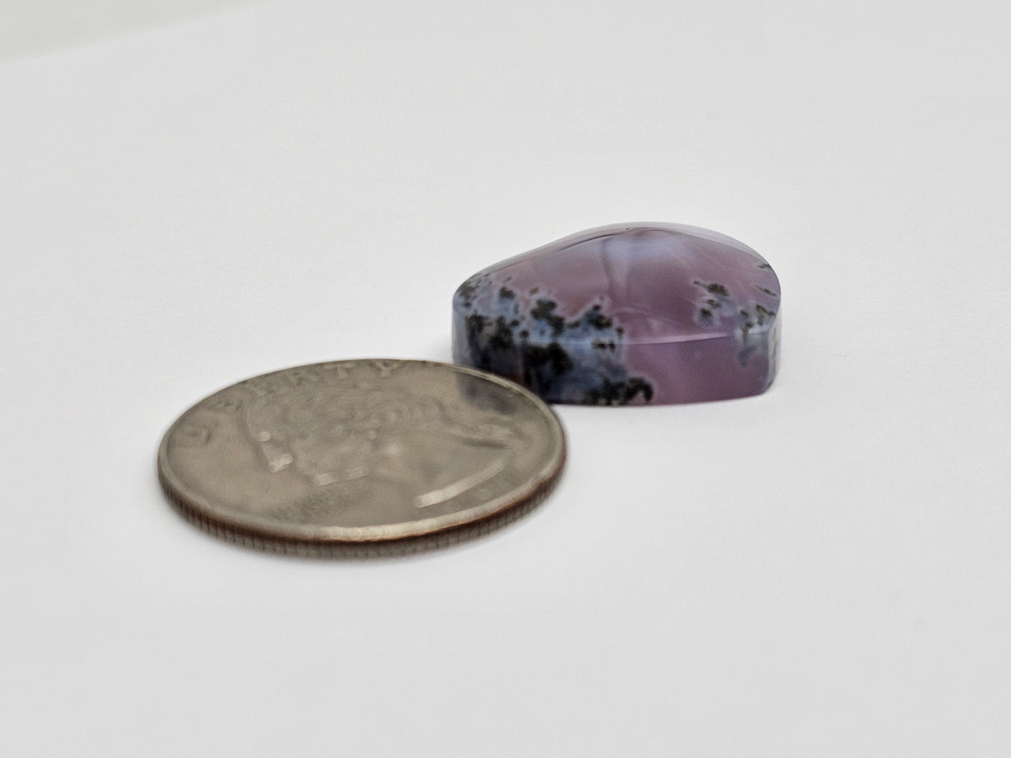 Moss agate heart cabochon