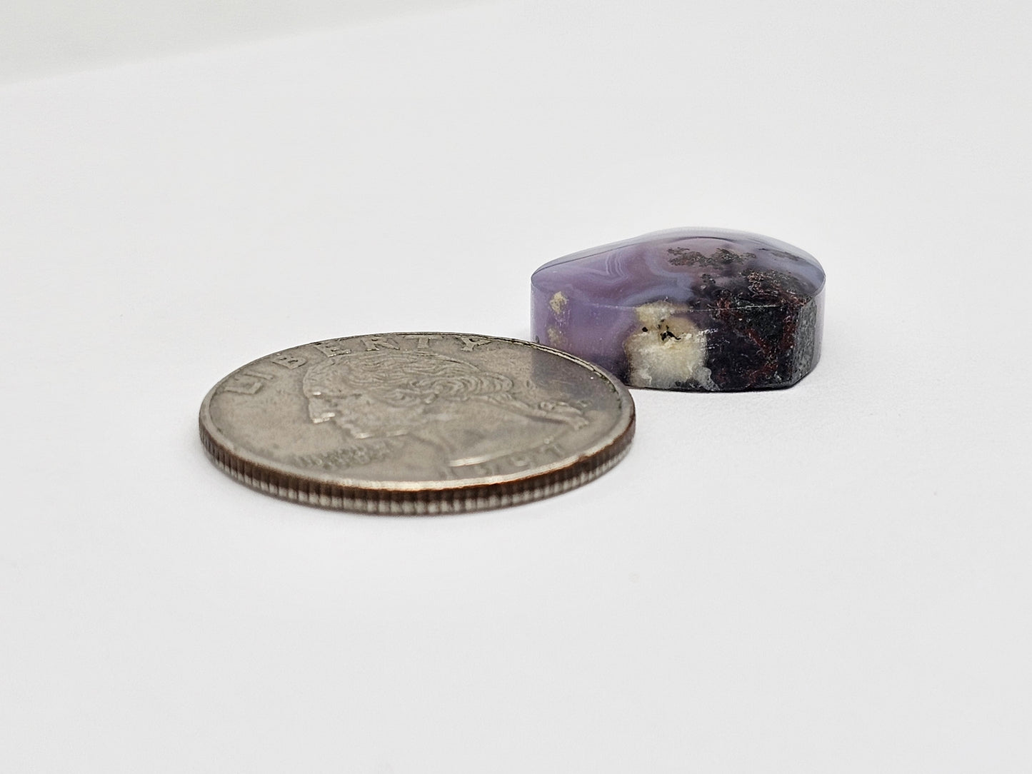 Moss agate heart cabochon